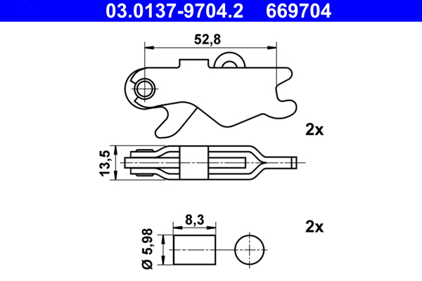 Accessory Kit, parking brake shoes - 03.0137-9704.2 ATE