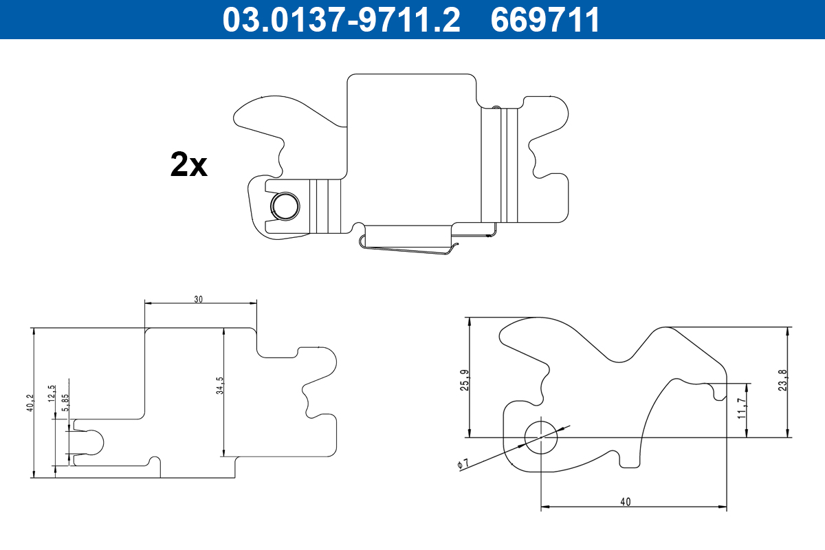 Kit accessori, Ganasce freno stazionamento - 03.0137-9711.2 ATE