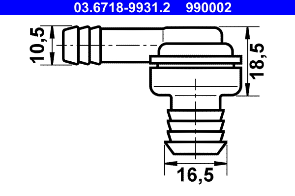 Connection Piece, vacuum hose - 03.6718-9931.2 ATE