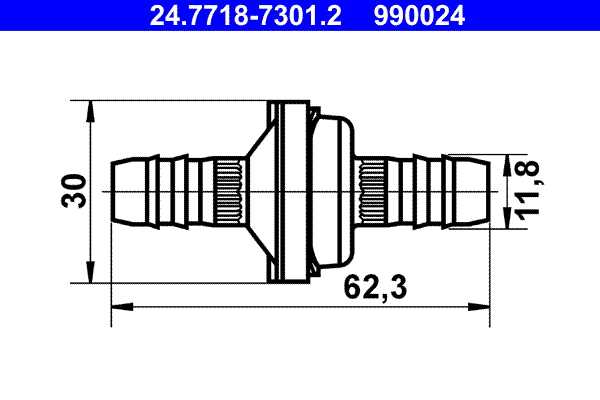 vožtuvas, vakuumo žarna - 24.7718-7301.2 ATE