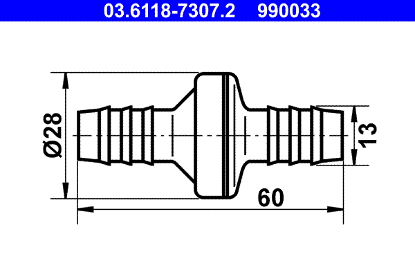 Valve, vacuum hose - 03.6118-7307.2 ATE