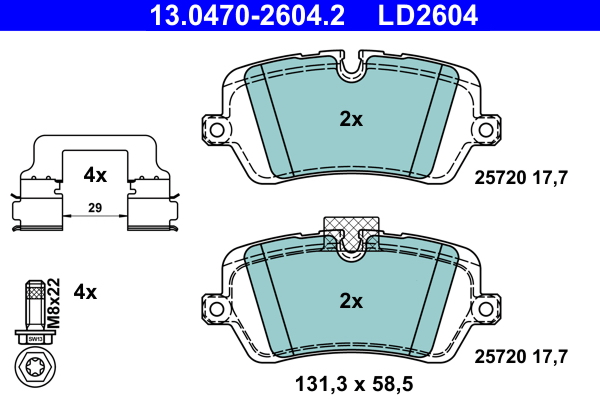 Kit pastiglie freno, Freno a disco - 13.0470-2604.2 ATE
