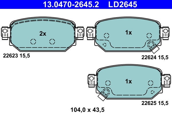 Brake Pad Set, disc brake - 13.0470-2645.2 ATE