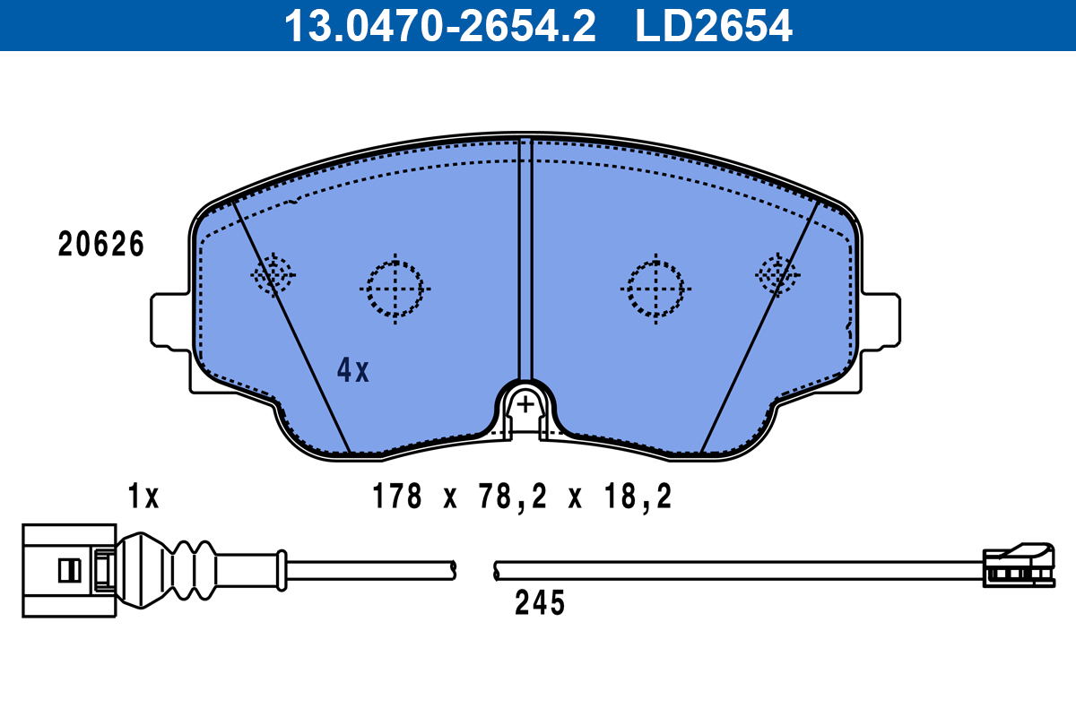 Brake Pad Set, disc brake - 13.0470-2654.2 ATE