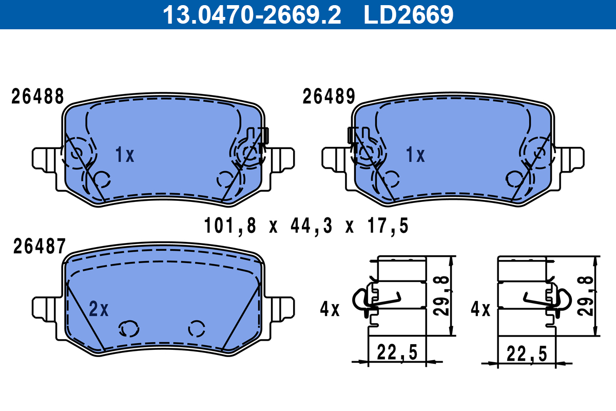 Brake Pad Set, disc brake - 13.0470-2669.2 ATE