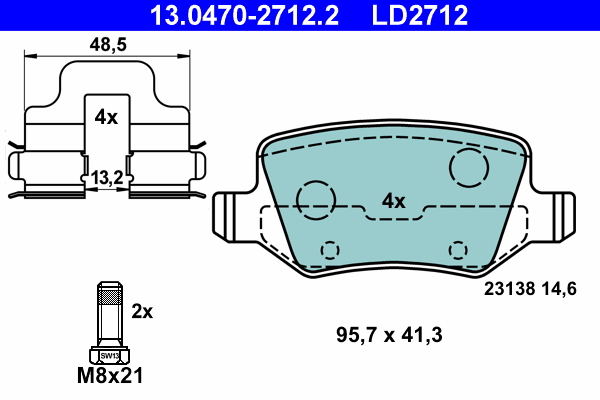 Brake Pad Set, disc brake - 13.0470-2712.2 ATE