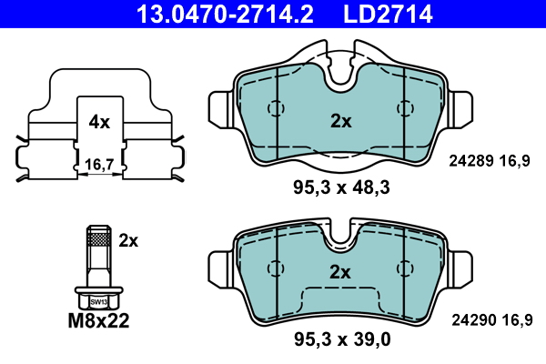 Brake Pad Set, disc brake - 13.0470-2714.2 ATE