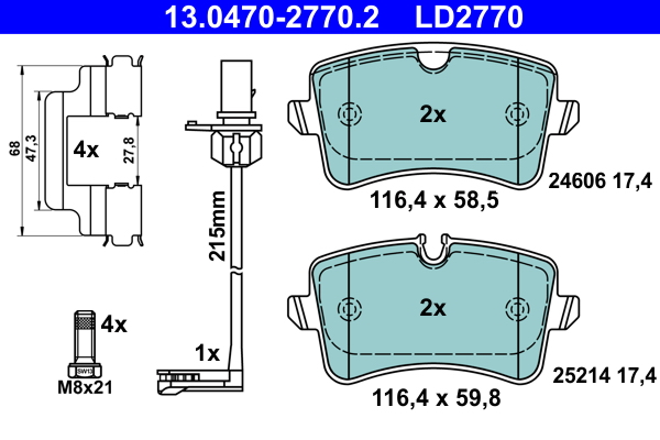 Kit pastiglie freno, Freno a disco - 13.0470-2770.2 ATE