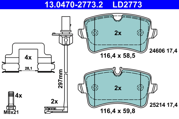 Brake Pad Set, disc brake - 13.0470-2773.2 ATE