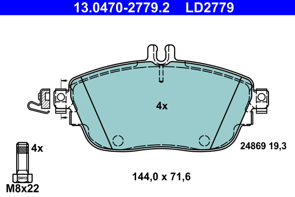 Brake Pad Set, disc brake - 13.0470-2779.2 ATE