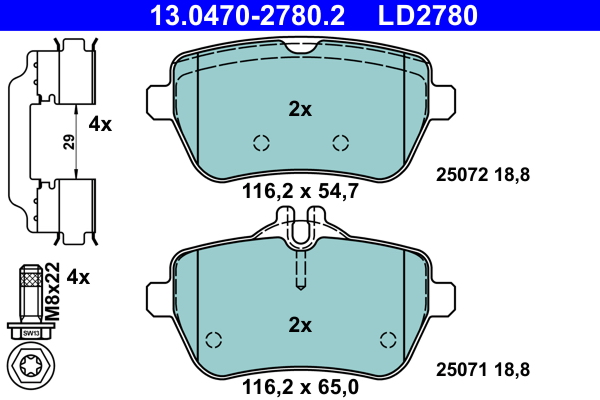Kit pastiglie freno, Freno a disco - 13.0470-2780.2 ATE