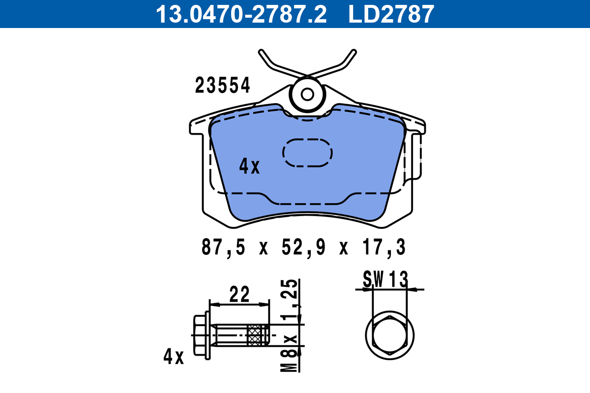 Kit pastiglie freno, Freno a disco - 13.0470-2787.2 ATE