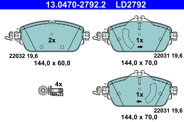 Brake Pad Set, disc brake - 13.0470-2792.2 ATE