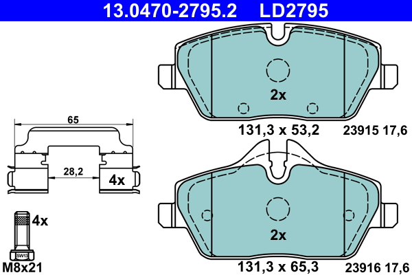 Kit pastiglie freno, Freno a disco - 13.0470-2795.2 ATE
