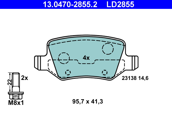 Brake Pad Set, disc brake - 13.0470-2855.2 ATE