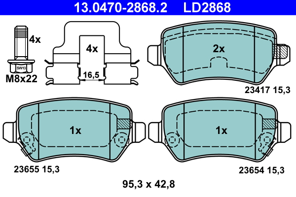 Brake Pad Set, disc brake - 13.0470-2868.2 ATE