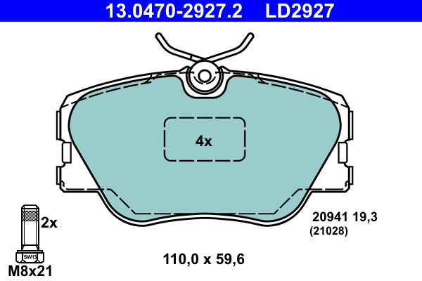 Brake Pad Set, disc brake - 13.0470-2927.2 ATE