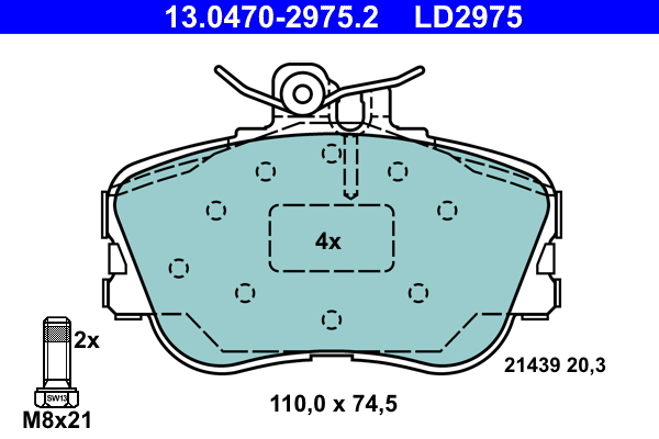 Kit pastiglie freno, Freno a disco - 13.0470-2975.2 ATE