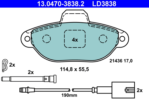 Brake Pad Set, disc brake - 13.0470-3838.2 ATE