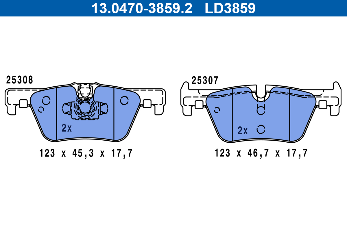 Brake Pad Set, disc brake - 13.0470-3859.2 ATE