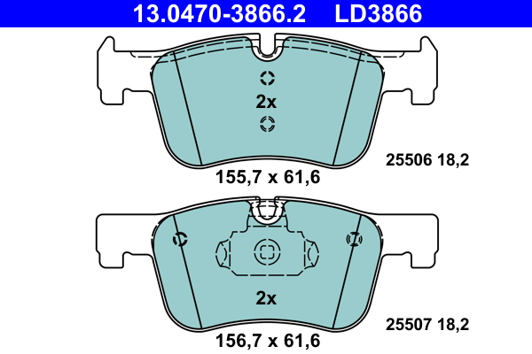 Brake Pad Set, disc brake - 13.0470-3866.2 ATE