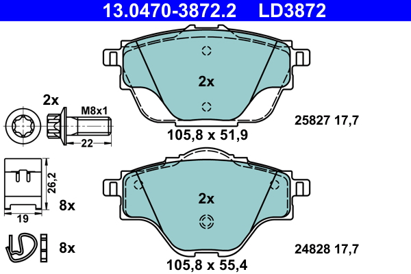 Brake Pad Set, disc brake - 13.0470-3872.2 ATE