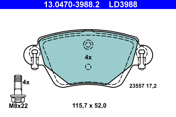 Kit pastiglie freno, Freno a disco - 13.0470-3988.2 ATE