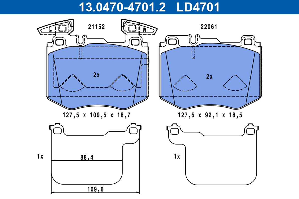 Brake Pad Set, disc brake - 13.0470-4701.2 ATE