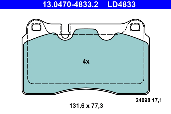 Brake Pad Set, disc brake - 13.0470-4833.2 ATE