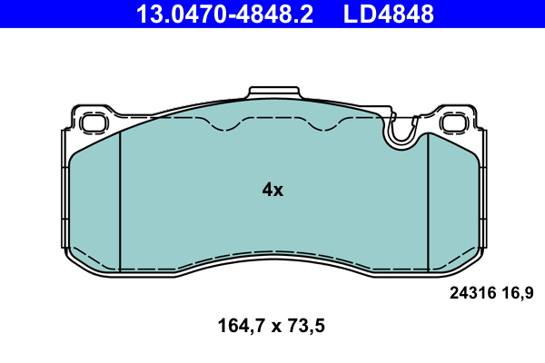Brake Pad Set, disc brake - 13.0470-4848.2 ATE