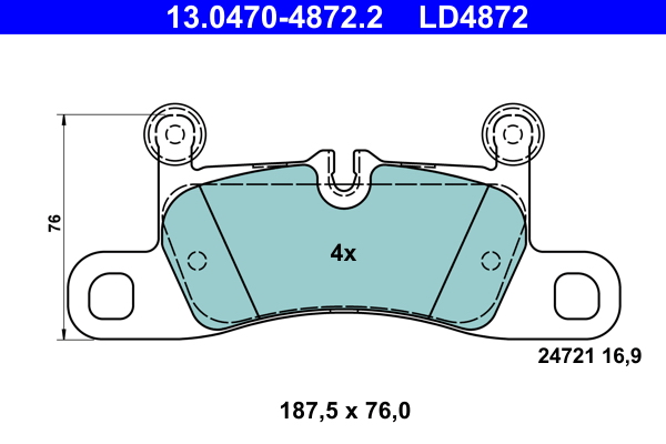 Brake Pad Set, disc brake - 13.0470-4872.2 ATE