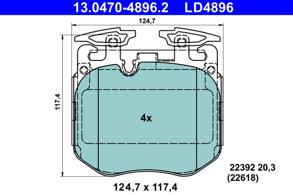 Brake Pad Set, disc brake - 13.0470-4896.2 ATE