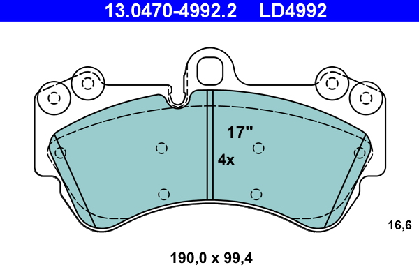 Brake Pad Set, disc brake - 13.0470-4992.2 ATE