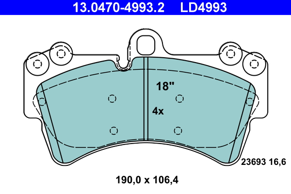 Brake Pad Set, disc brake - 13.0470-4993.2 ATE