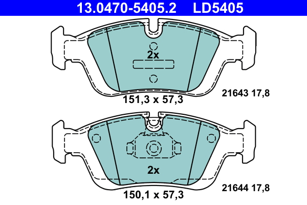 Brake Pad Set, disc brake - 13.0470-5405.2 ATE