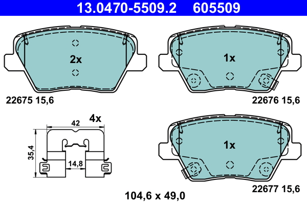 Kit pastiglie freno, Freno a disco - 13.0470-5509.2 ATE