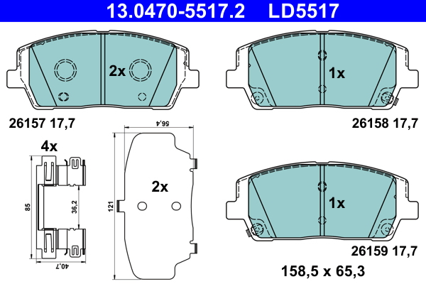 Brake Pad Set, disc brake - 13.0470-5517.2 ATE