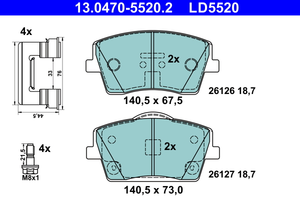 Kit pastiglie freno, Freno a disco - 13.0470-5520.2 ATE