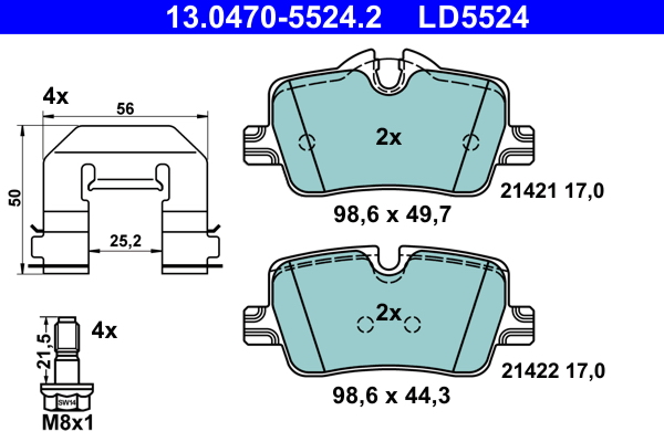 Brake Pad Set, disc brake - 13.0470-5524.2 ATE