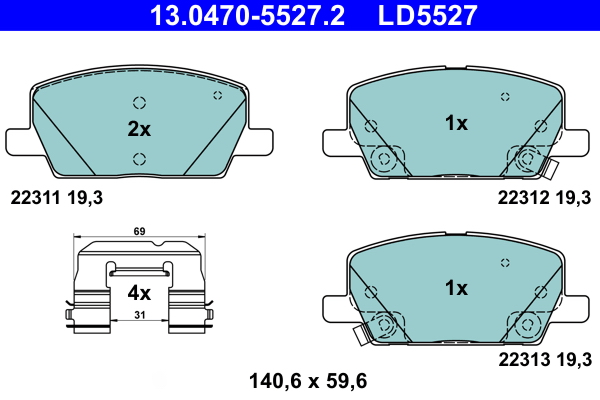 Kit pastiglie freno, Freno a disco - 13.0470-5527.2 ATE