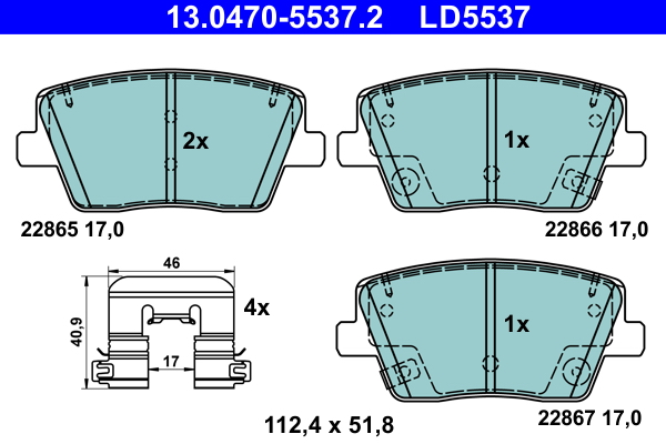 Brake Pad Set, disc brake - 13.0470-5537.2 ATE