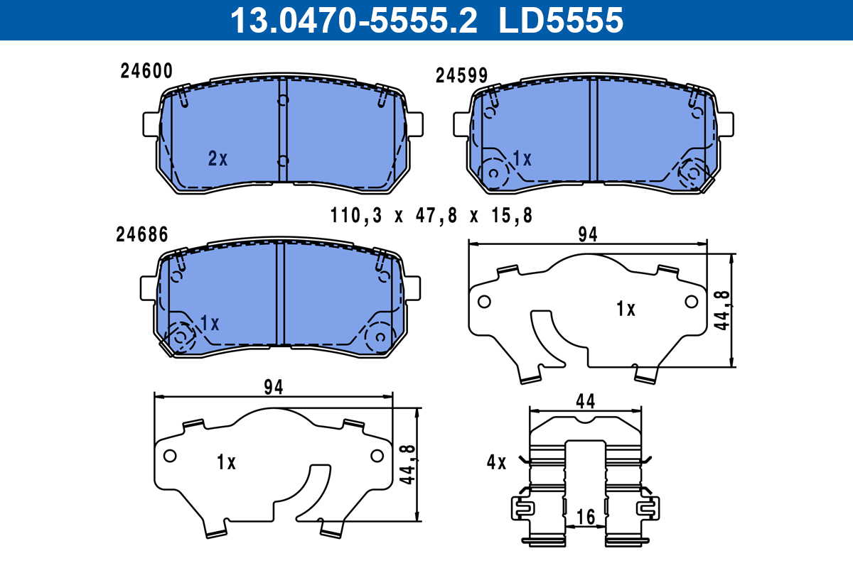 Kit pastiglie freno, Freno a disco - 13.0470-5555.2 ATE
