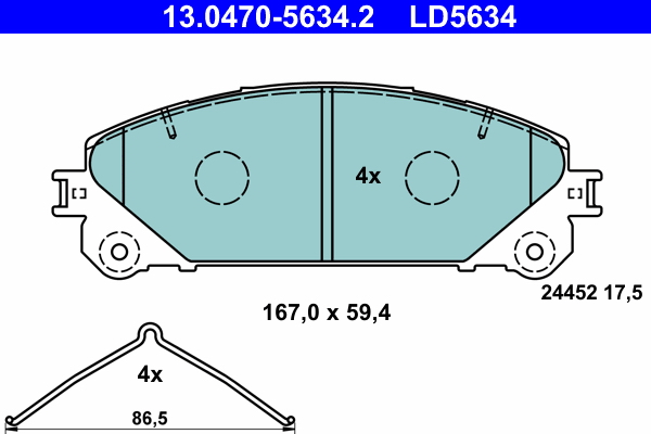 Brake Pad Set, disc brake - 13.0470-5634.2 ATE