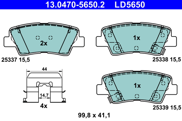 Brake Pad Set, disc brake - 13.0470-5650.2 ATE