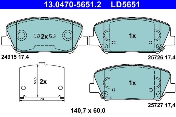 Kit pastiglie freno, Freno a disco - 13.0470-5651.2 ATE