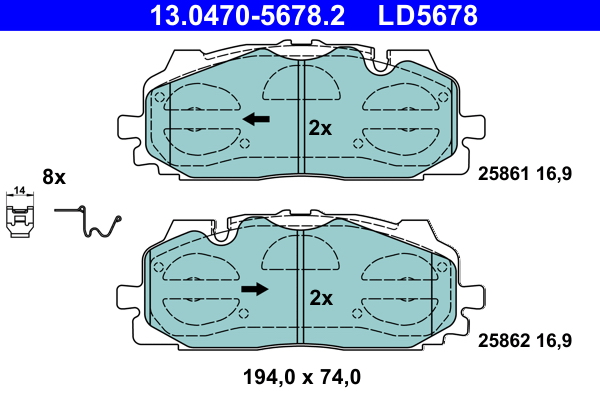 Brake Pad Set, disc brake - 13.0470-5678.2 ATE