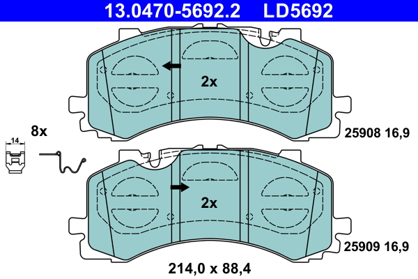 Brake Pad Set, disc brake - 13.0470-5692.2 ATE