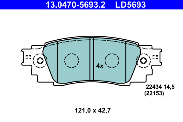 Brake Pad Set, disc brake - 13.0470-5693.2 ATE