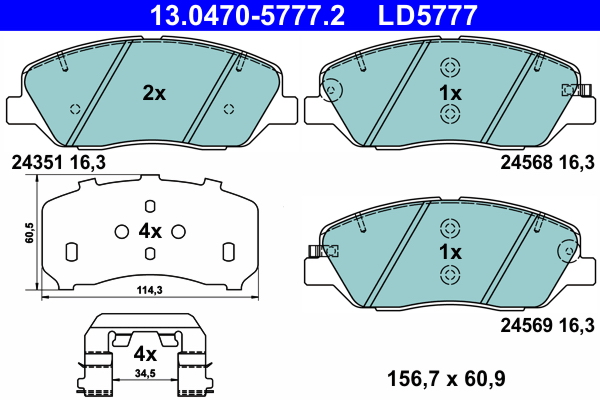 Brake Pad Set, disc brake - 13.0470-5777.2 ATE