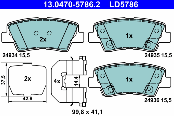 Kit pastiglie freno, Freno a disco - 13.0470-5786.2 ATE